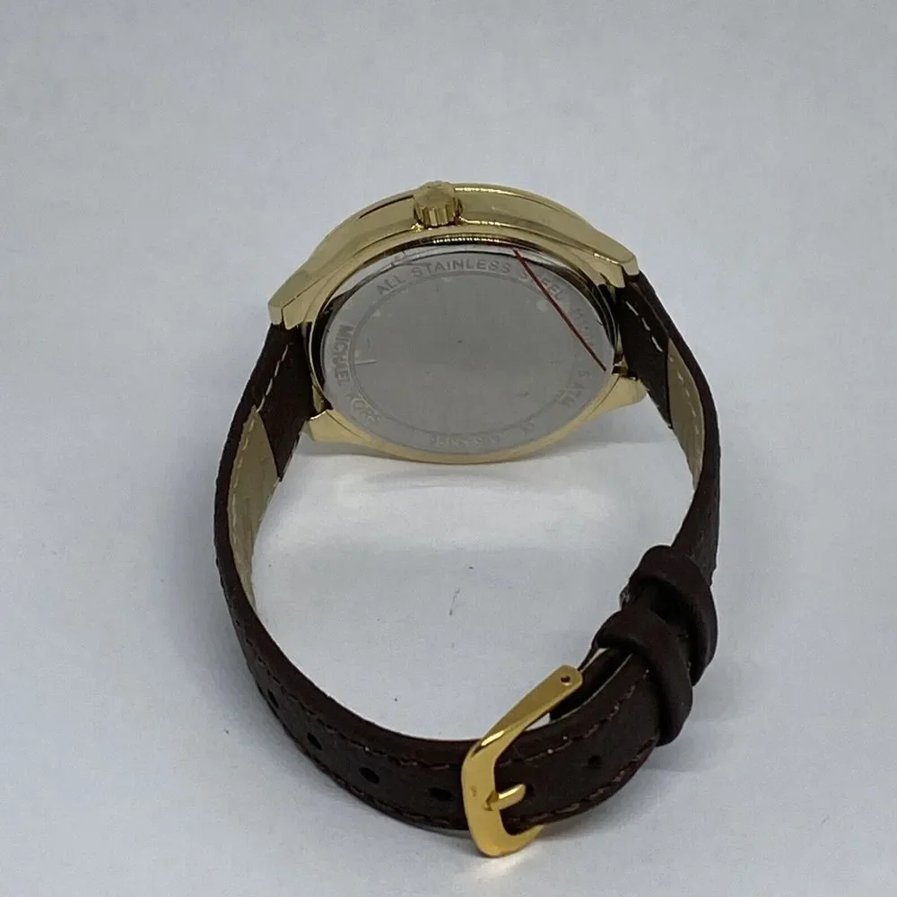 Michael Kors MK3396 Women's Brown Leather Analog Dial Quartz Genuine Watch HK940